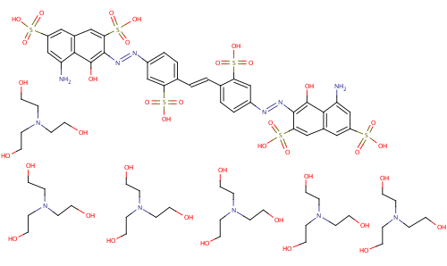 75701-36-9  3,3'-[ethylenebis[(3-sulpho-p-phenylene)azo]]bis[5-amino-4-hydroxynaphthalene-2,7-disulphonic] acid, compound with 2,2',2''-nitrilotriethanol (1:6)