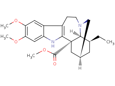 76-98-2  methyl (2alpha)-12,13-dimethoxyibogamine-18-carboxylate