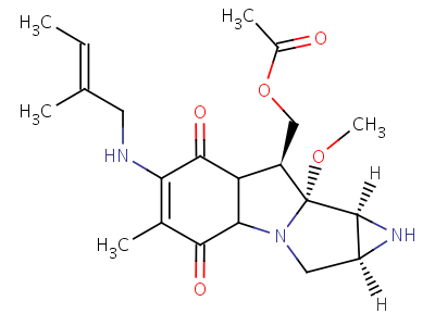 78142-77-5  [(1aS,8S,8aR,8bS)-8a-methoxy-5-methyl-6-{[(2E)-2-methylbut-2-en-1-yl]amino}-4,7-dioxo-1,1a,2,3a,4,7,7a,8,8a,8b-decahydroazireno[2',3':3,4]pyrrolo[1,2-a]indol-8-yl]methyl acetate