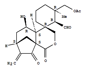79859-42-0  [(2S,3R,4a'S,9a'S)-2-formyl-5'-hydroxy-3-methyl-8'-methylidene-1',9'-dioxohexahydrospiro[cyclohexane-1,4'-[2]oxa[7,9a]methanocyclohepta[c]pyran]-3-yl]methyl acetate
