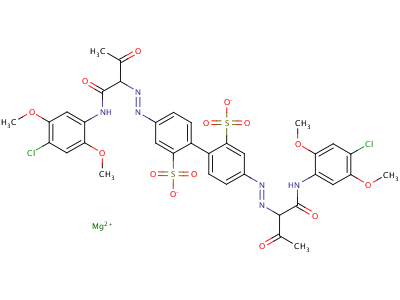 85566-68-3  Magnesium, 4,4'-bis[[1-[[(4-chloro-2,5-dimethoxyphenyl)amino]carbonyl]-2-oxopropyl]azo][1,1'-biphenyl]-2,2'-disulfonate complexes