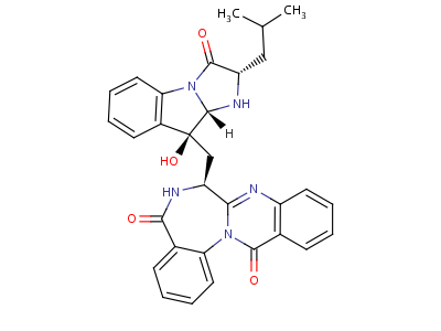 93413-04-8  (7S)-7-{[(2S,9S,9aS)-9-hydroxy-2-(2-methylpropyl)-3-oxo-2,3,9,9a-tetrahydro-1H-imidazo[1,2-a]indol-9-yl]methyl}-6,7-dihydroquinazolino[3,2-a][1,4]benzodiazepine-5,13-dione