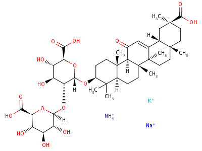 93778-65-5  kwas α-d-glukopiranozyduronowy, (3β,20β)-20-karboksy-11-okso-30-norol-12-en-3-yl 2-O-β-d-glukopiranuronozylo-, amonowo-potasowa sól sodowa