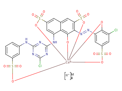 93858-39-0  tetrahydrogen [3-[(3-chloro-2-hydroxy-5-sulphophenyl)azo]-5-[[4-chloro-6-(3-sulphoanilino)-1,3,5-triazin-2-yl]amino]-4-hydroxynaphthalene-2,7-disulphonato(6-)]cuprate(4-)