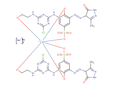 94276-74-1  trisodium bis[3-[[4-chloro-6-[(2-hydroxyethyl)amino]-1,3,5-triazin-2-yl]amino]-5-[(4,5-dihydro-3-methyl-5-oxo-1H-pyrazol-4-yl)azo]-4-hydroxybenzenesulphonato(3-)]cobaltate(3-)