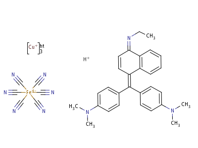 95009-03-3  tricopper(1+) hydrogen hexakis(cyano-C)ferrate(4-), compound with 4-[[4-(dimethylamino)phenyl][4-(ethylimino)-1(4H)-naphthylidene]methyl]-N,N-dimethylaniline (1:1)