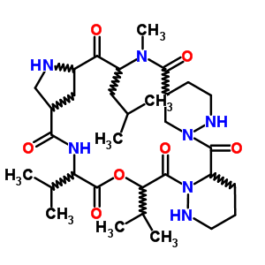 11115-98-3  12-methyl-21,24-bis(1-methylethyl)-13-(2-methylpropyl)hexadecahydro-6,10:15,18-dimethanopyridazino[1,6-d][1,4,7,8,13,17,21]oxahexaazacyclotricosine-5,11,14,19,22,25(1H,24H)-hexone