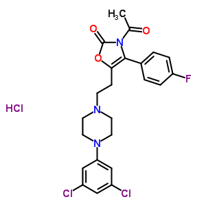 120944-33-4  3-acetyl-5-{2-[4-(3,5-dichlorophenyl)piperazin-1-yl]ethyl}-4-(4-fluorophenyl)-1,3-oxazol-2(3H)-one hydrochloride