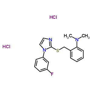 123824-06-6  2-({[1-(3-fluorophenyl)-1H-imidazol-2-yl]sulfanyl}methyl)-N,N-dimethylaniline dihydrochloride