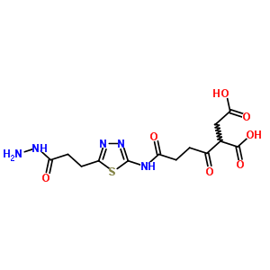 124840-99-9  2-(4-{[5-(3-hydrazino-3-oxopropyl)-1,3,4-thiadiazol-2-yl]amino}-4-oxobutanoyl)butanedioic acid