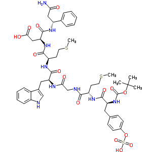 127926-22-1;20987-59-1  N-(tert-butoxycarbonyl)-O-sulfo-L-tyrosyl-L-methionylglycyl-L-tryptophyl-D-methionyl-N-[(1R)-3-amino-3-oxo-1-phenylpropyl]-L-alpha-asparagine