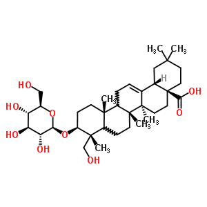 39776-12-0  (3beta,5xi,9xi)-3-(beta-D-glucopyranosyloxy)-23-hydroxyolean-12-en-28-oic acid