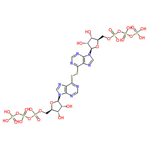 41486-94-6  [(2R,3S,4R,5R)-5-[6-[9-[(2R,3R,4S,5R)-3,4-dihydroxy-5-[[hydroxy-(hydroxy-phosphonooxy-phosphoryl)oxy-phosphoryl]oxymethyl]tetrahydrofuran-2-yl]purin-6-yl]disulfanylpurin-9-yl]-3,4-dihydroxy-tetrahydrofuran-2-yl]methyl (hydroxy-phosphonooxy-phosphoryl) hyd