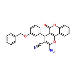 4587-28-4  2-amino-4-[3-(benzyloxy)phenyl]-5-oxo-4H,5H-pyrano[3,2-c]chromene-3-carbonitrile