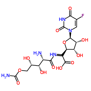 50355-67-4  {[2-amino-5-(carbamoyloxy)-3,4-dihydroxypentanoyl]amino}[5-(5-fluoro-2,4-dioxo-3,4-dihydropyrimidin-1(2H)-yl)-3,4-dihydroxytetrahydrofuran-2-yl]acetic acid (non-preferred name)