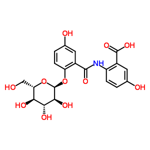 53823-12-4  2-({[2-(alpha-L-glucopyranosyloxy)-5-hydroxyphenyl]carbonyl}amino)-5-hydroxybenzoic acid