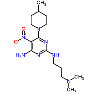 5742-09-6  N~2~-[3-(dimethylamino)propyl]-6-(4-methylpiperidin-1-yl)-5-nitropyrimidine-2,4-diamine
