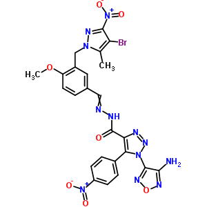 5750-67-4  1-(4-amino-1,2,5-oxadiazol-3-yl)-N'-{3-[(4-bromo-5-methyl-3-nitro-1H-pyrazol-1-yl)methyl]-4-methoxybenzylidene}-5-(4-nitrophenyl)-1H-1,2,3-triazole-4-carbohydrazide