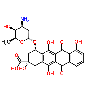 65454-12-8  (2S,4S)-4-[(3-amino-2,3,6-trideoxy-alpha-L-lyxo-hexopyranosyl)oxy]-2,5,7,12-tetrahydroxy-6,11-dioxo-1,2,3,4,6,11-hexahydrotetracene-2-carboxylic acid