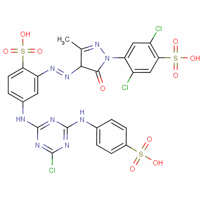 16893-48-4  4-[[4-chloro-6-[(4-sulphophenyl)amino]-1,3,5-triazin-2-yl]amino]-2-[[1-(2,5-dichloro-4-sulphophenyl)-4,5-dihydro-3-methyl-5-oxo-1H-pyrazol-4-yl]azo]benzenesulphonic acid