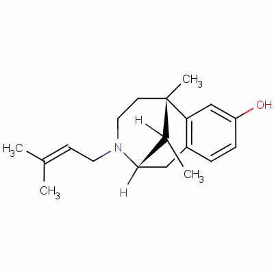 21820-34-8  (2α,6α,11R*)-()-1,2,3,4,5,6-hexahydro-6,11-dimethyl-3-(3-methylbut-2-enyl)-2,6-methano-3-benzazocin-8-ol