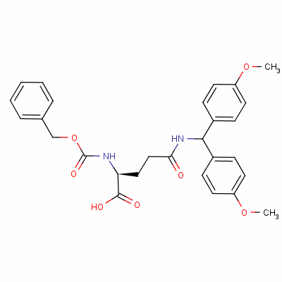 28252-49-5  Z-Gln (Dod) -OH؛ N- (Bis (4-متوکسی فنیل) متیل) -N2- ((فنیلموتوکسی) کربونیل) -L-گلوتامین؛ N ~ 2 ~ - [(بنزیلوکسی) کربونیل] -N- [bis (4-متوکسی فنیل) متیل] -L-گلوتامین؛