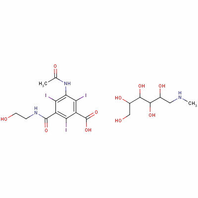 29288-99-1  1-deoxy-1-(methylamino)-D-glucitol 3-(acetylamino)-5-[[(2-hydroxyethyl)amino]carbonyl]-2,4,6-triiodobenzoate