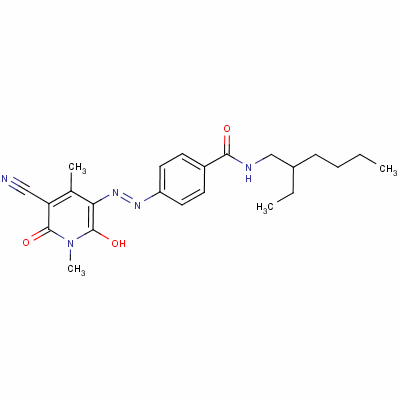 30449-81-1  p-[(5-cyano-1,6-dihydro-2-hydroxy-1,4-dimethyl-6-oxo-3-pyridyl)azo]-N-(2-ethylhexyl)benzamide