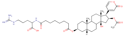 464-81-3  16-acetoxy-3-[[8-[[4-[(aminoiminomethyl)amino]-1-carboxybutyl]amino]-1,8-dioxooctyl]oxy]-14-hydroxyb