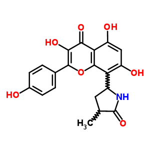 110011-49-9  3-methyl-5-[3,5,7-trihydroxy-2-(4-hydroxyphenyl)-4-oxo-4H-chromen-8-yl]pyrrolidin-2-one