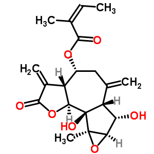 20071-53-8  (3aR,4R,6aR,7S,7aR,8aR,8bR,8cS)-7,8b-dihydroxy-8a-methyl-3,6-dimethylidene-2-oxododecahydrooxireno[2,3]azuleno[4,5-b]furan-4-yl (2Z)-2-methylbut-2-enoate