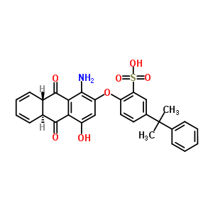 71606-01-4  2-{[(8aS,10aS)-1-amino-4-hydroxy-9,10-dioxo-8a,9,10,10a-tetrahydroanthracen-2-yl]oxy}-5-(1-methyl-1-phenylethyl)benzenesulfonic acid