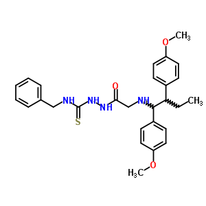 79806-37-4  N-benzyl-2-({[1,2-bis(4-methoxyphenyl)butyl]amino}acetyl)hydrazinecarbothioamide (non-preferred name)