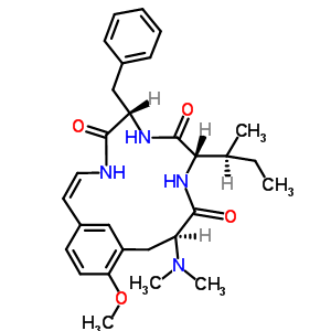 38840-25-4  (6S,9S,12S)-6-benzyl-12-(dimethylamino)-15-methoxy-9-[(1S)-1-methylpropyl]-4,7,10-triazabicyclo[12.3.1]octadeca-1(18),2,14,16-tetraene-5,8,11-trione