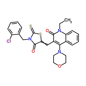 4796-28-5  3-{[3-(2-chlorobenzyl)-4-oxo-2-thioxo-1,3-thiazolidin-5-ylidene]methyl}-1-ethyl-4-morpholin-4-ylquinolin-2(1H)-one