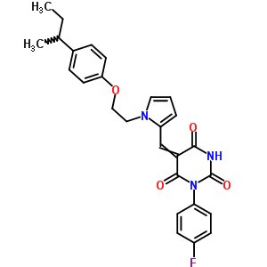 4850-04-8  1-(4-fluorophenyl)-5-[(1-{2-[4-(1-methylpropyl)phenoxy]ethyl}-1H-pyrrol-2-yl)methylidene]pyrimidine-2,4,6(1H,3H,5H)-trione