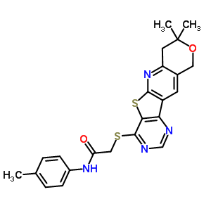 4876-67-9  2-[(8,8-dimethyl-7,10-dihydro-8H-pyrano[3'',4'':5',6']pyrido[3',2':4,5]thieno[3,2-d]pyrimidin-4-yl)sulfanyl]-N-(4-methylphenyl)acetamide