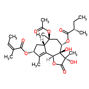 50657-07-3  (3S,3aR,4S,6S,6aS,8R,9bS)-6-(acetyloxy)-3,3a-dihydroxy-3,6,9-trimethyl-4-{[(2S)-2-methylbutanoyl]oxy}-2-oxo-2,3,3a,4,5,6,6a,7,8,9b-decahydroazuleno[4,5-b]furan-8-yl (2Z)-2-methylbut-2-enoate