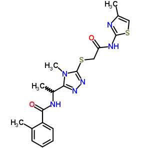 5415-97-4  2-methyl-N-{1-[4-methyl-5-({2-[(4-methyl-1,3-thiazol-2-yl)amino]-2-oxoethyl}sulfanyl)-4H-1,2,4-triazol-3-yl]ethyl}benzamide