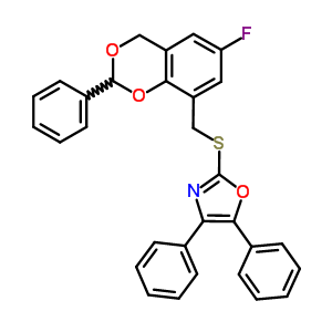 5475-83-2  2-{[(6-fluoro-2-phenyl-4H-1,3-benzodioxin-8-yl)methyl]sulfanyl}-4,5-diphenyl-1,3-oxazole
