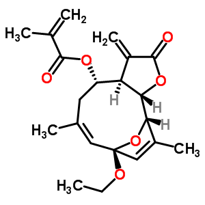 55306-08-6  (3aR,4S,6Z,8S,11S,11aS)-8-ethoxy-6,10-dimethyl-3-methylidene-2-oxo-2,3,3a,4,5,8,11,11a-octahydro-8,11-epoxycyclodeca[b]furan-4-yl 2-methylprop-2-enoate