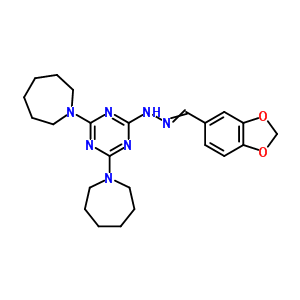 5585-11-5  1,1'-{6-[2-(1,3-benzodioxol-5-ylmethylidene)hydrazino]-1,3,5-triazine-2,4-diyl}diazepane