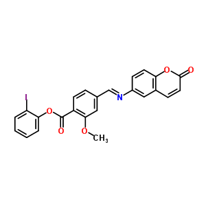 5587-83-7  2-iodophenyl 2-methoxy-4-{(E)-[(2-oxo-2H-chromen-6-yl)imino]methyl}benzoate