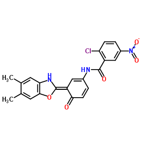 5846-41-3  2-chloro-N-[(3Z)-3-(5,6-dimethyl-1,3-benzoxazol-2(3H)-ylidene)-4-oxocyclohexa-1,5-dien-1-yl]-5-nitrobenzamide