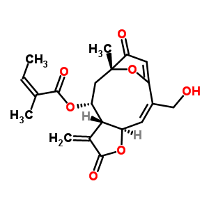 59481-48-0  (3aR,4R,6R,10Z,11aR)-10-(hydroxymethyl)-6-methyl-3-methylidene-2,7-dioxo-2,3,3a,4,5,6,7,11a-octahydro-6,9-epoxycyclodeca[b]furan-4-yl (2Z)-2-methylbut-2-enoate