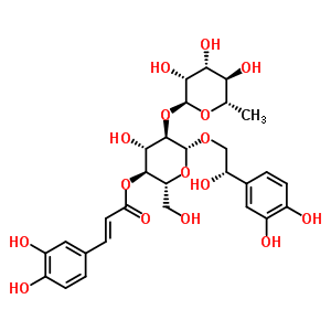 61276-16-2  (2S)-2-(3,4-dihydroxyphenyl)-2-hydroxyethyl 2-O-(6-deoxy-alpha-L-mannopyranosyl)-4-O-[(2E)-3-(3,4-dihydroxyphenyl)prop-2-enoyl]-beta-D-glucopyranoside