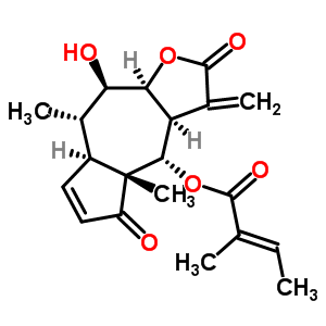 64937-25-3  (3aS,4S,4aR,7aS,8S,9R,9aS)-9-hydroxy-4a,8-dimethyl-3-methylidene-2,5-dioxo-2,3,3a,4,4a,5,7a,8,9,9a-decahydroazuleno[6,5-b]furan-4-yl (2E)-2-methylbut-2-enoate