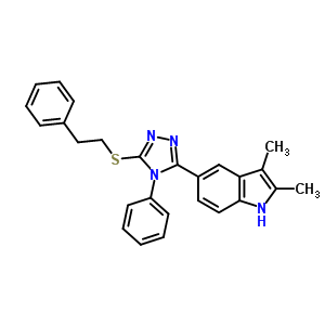 6767-30-2  2,3-dimethyl-5-{4-phenyl-5-[(2-phenylethyl)sulfanyl]-4H-1,2,4-triazol-3-yl}-1H-indolato