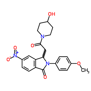 103255-65-8  3-[2-(4-hydroxypiperidin-1-yl)-2-oxoethyl]-2-(4-methoxyphenyl)-5-nitro-2,3-dihydro-1H-isoindol-1-one