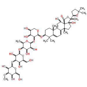 11060-73-4  12,17-dihydroxy-18-oxo-18,20:22,25-diepoxylanost-9(11)-en-3-yl 3-O-methylhexopyranosyl-(1->3)hexopyranosyl-(1->4)-6-deoxyhexopyranosyl-(1->2)pentopyranoside